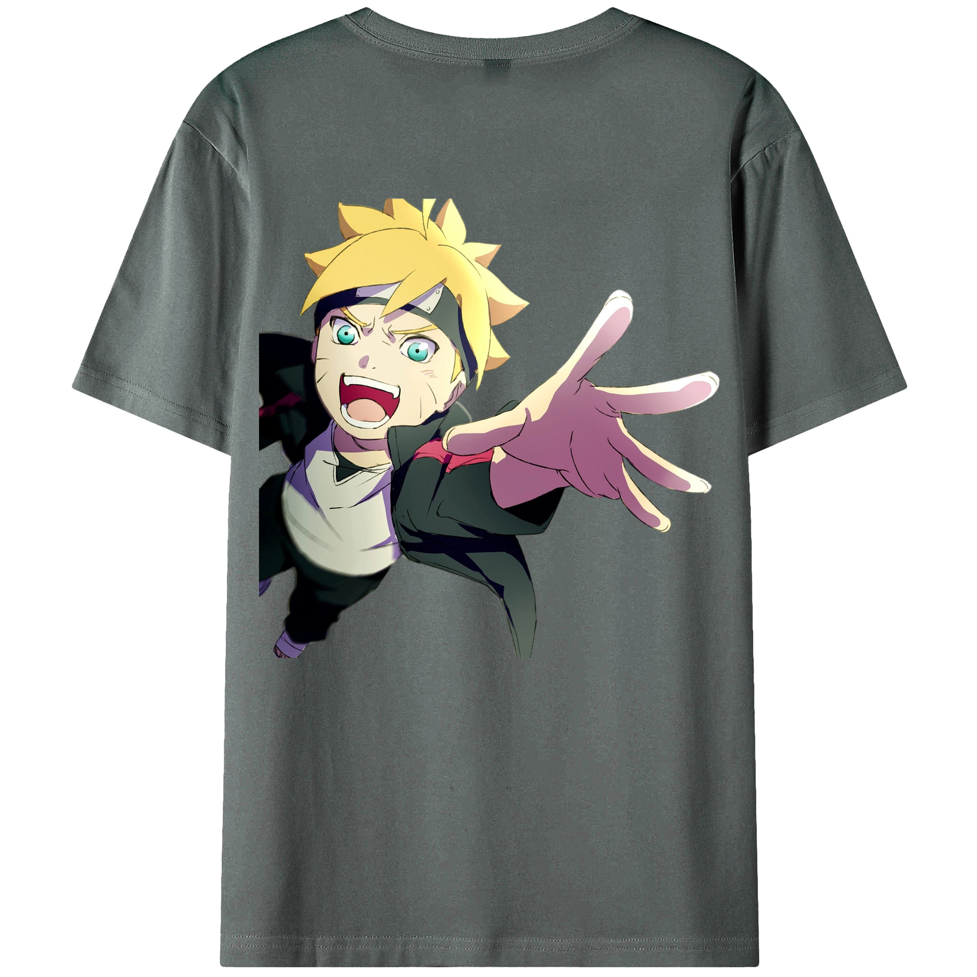 （画像用） NARUTO -ナルト- うずまき ボルト Uzumaki Boruto 綿100％ メンズ半袖Tシャツ（バックプリント） 通気性